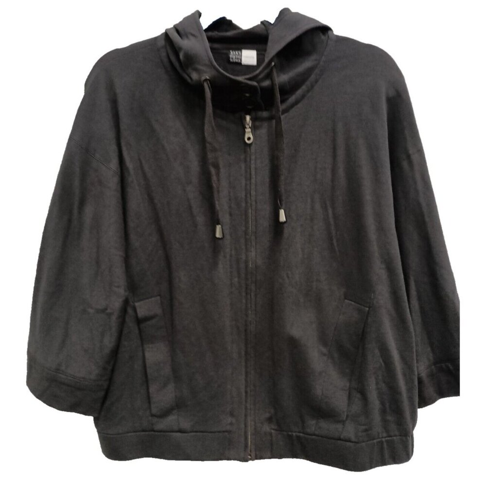 Saks Fifth Avenue Threads Womens Hooded Jacket Medium Black Minimalist Capsule